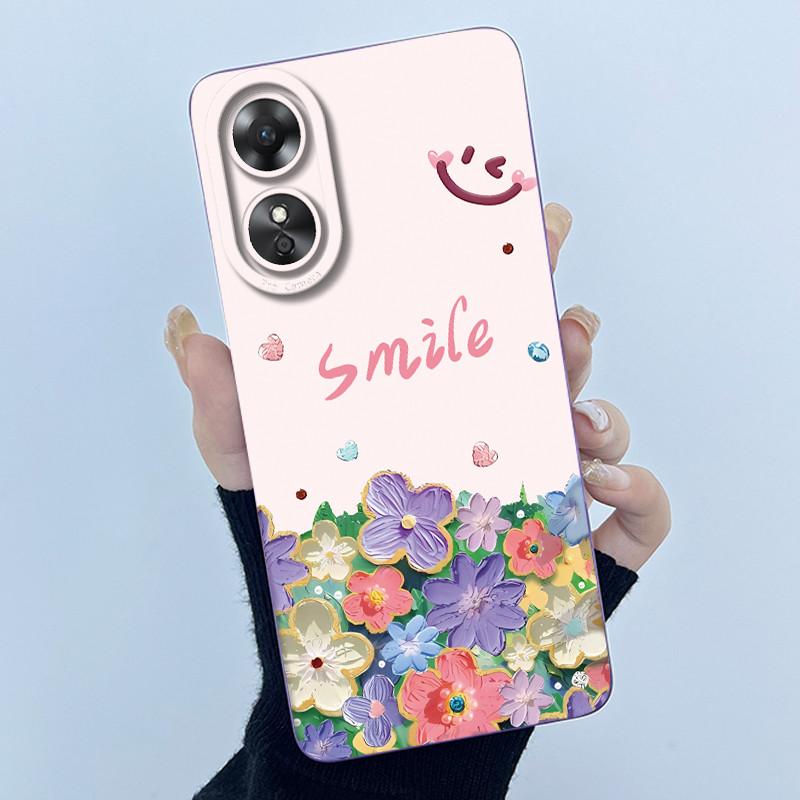 For OPPO A17 A17K 2022 CPH2477 Case Back Cover Cute Panda Sweet Girls Soft Silicone TPU Phone Case Shockproof Protective Casing