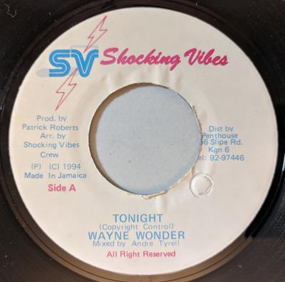 7inch Record WAYNE WONDER - Tonight NONE Shocking Vibes 1994 Jamaica Reggae, Ska & Dub Used