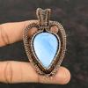 Owyhee Blauer Opal Anhänger Kupferdraht umwickelter Anhänger Handgefertigter Anhänger Drahtumwickelter Schmuck Erstaunlicher Anhänger Geschenk für Mama Edelstein Kupferschmuck