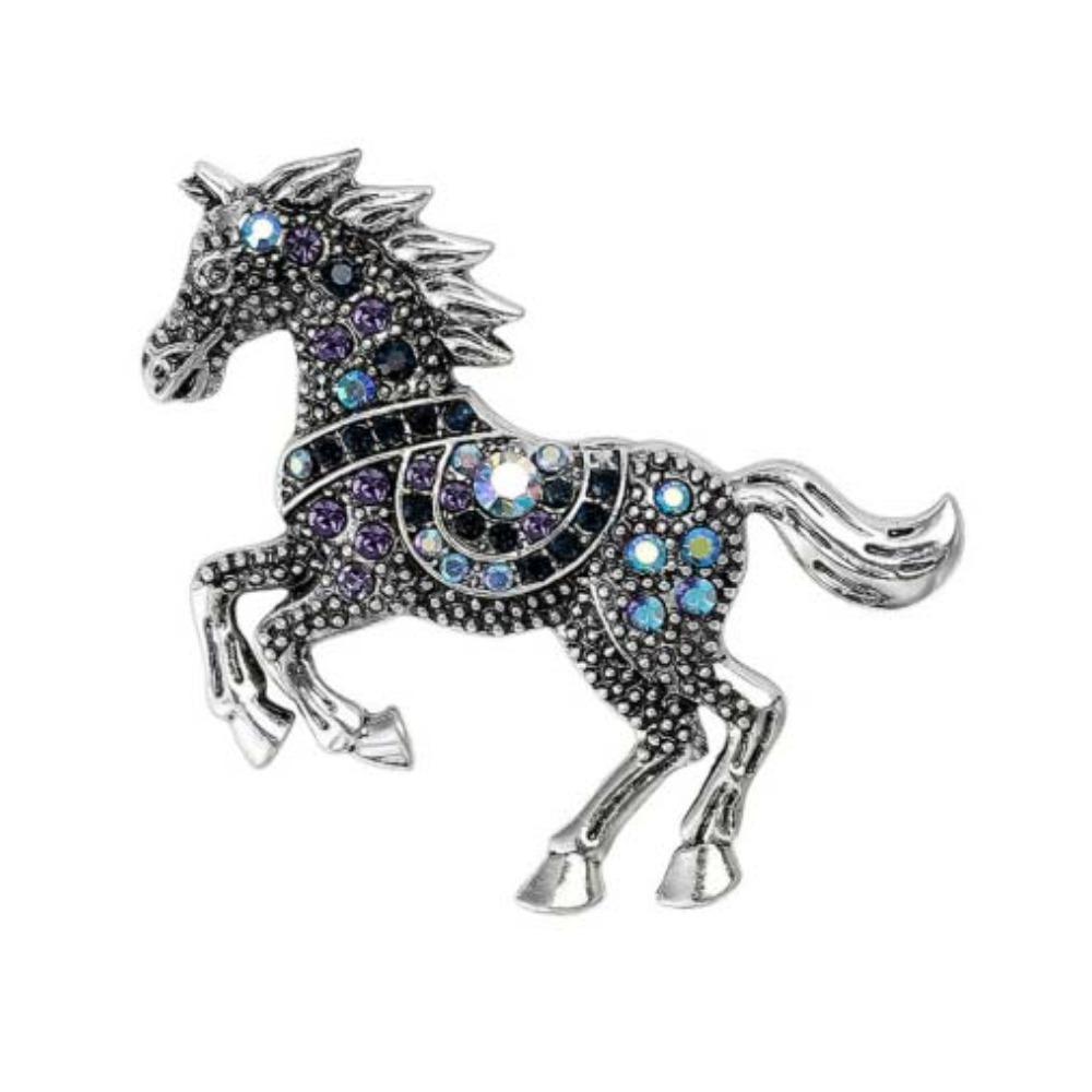 Luxury Zodiac Animal Lapel Pins Classic Metal Badge Pin Rhinestone Horse Brooches Friends