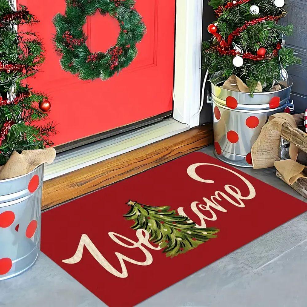 Christmas Welcome Doormat Living Room Decorative Area Floor Mat Indoor And Outdoor Entry Dirt Resistant Doormat