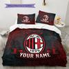 Custom Name AC Milan2 Pattern Bedding Quilt Set  Home Decoration  Gift (1 * Duvet Cover + 2 * Pillowcase  Without Core)