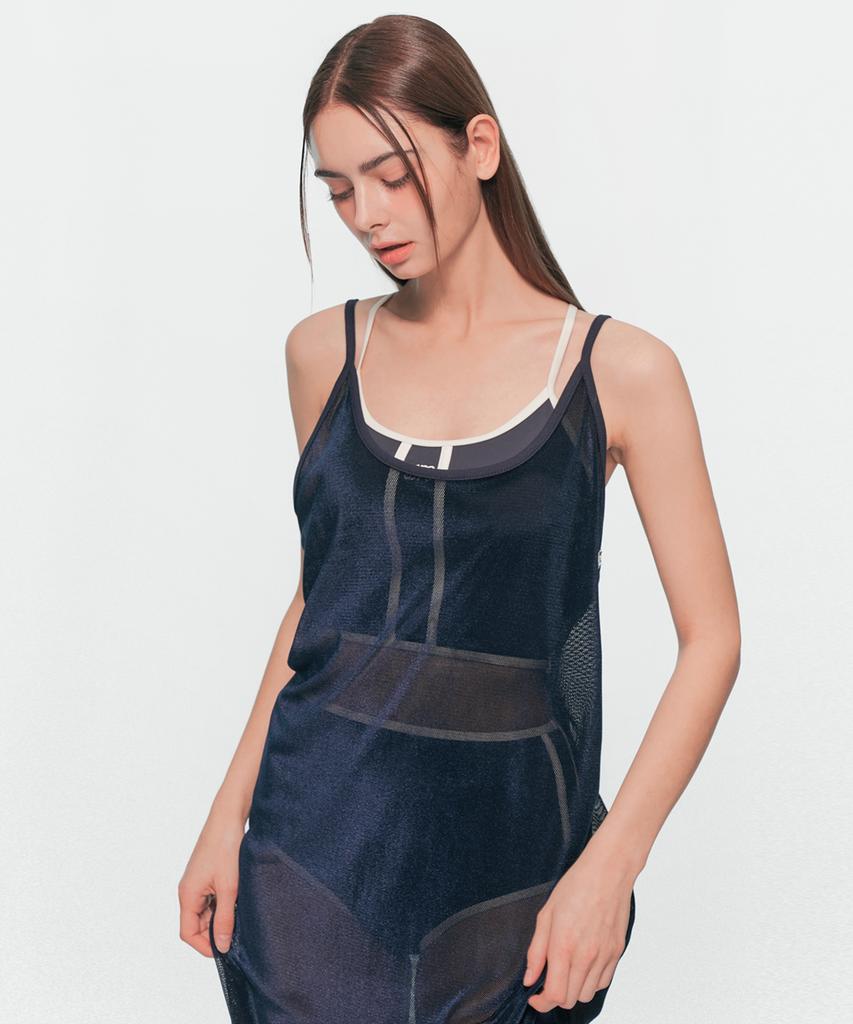 Yuum Velvet Mesh One-Piece Navy