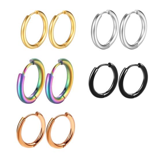 1 Pair Hoop Earrings Stainless Steel Geometric Elegant Polished Silver Color Metal Circle Earrings Fashion Jewelry