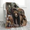 Painted Forest Bear Digital-printed Polyester Bedroom Velvet Flannel Cover Blanket Fleece Soft Sofa Cover Blankets for Beds