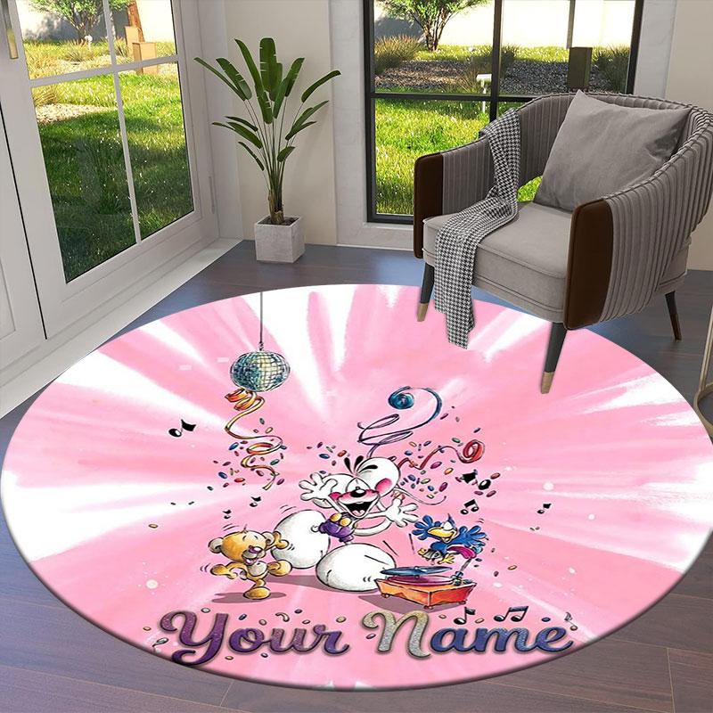 Diddl Custom Name Round Area Rug,Carpet Rug for Living Room Bedroom Sofa Playroom Decor,Non-slip Floor Mat