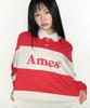 AMES-WORLDWIDE Big Stripe Rugby Ls Tee Red