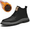 Frühling Herbst Stoffstiefel Britischer Stil Adulto Herrenschuhe Warm mit Fell Plüsch High-Top Lässig Leder Herrenschuhe Stiefel