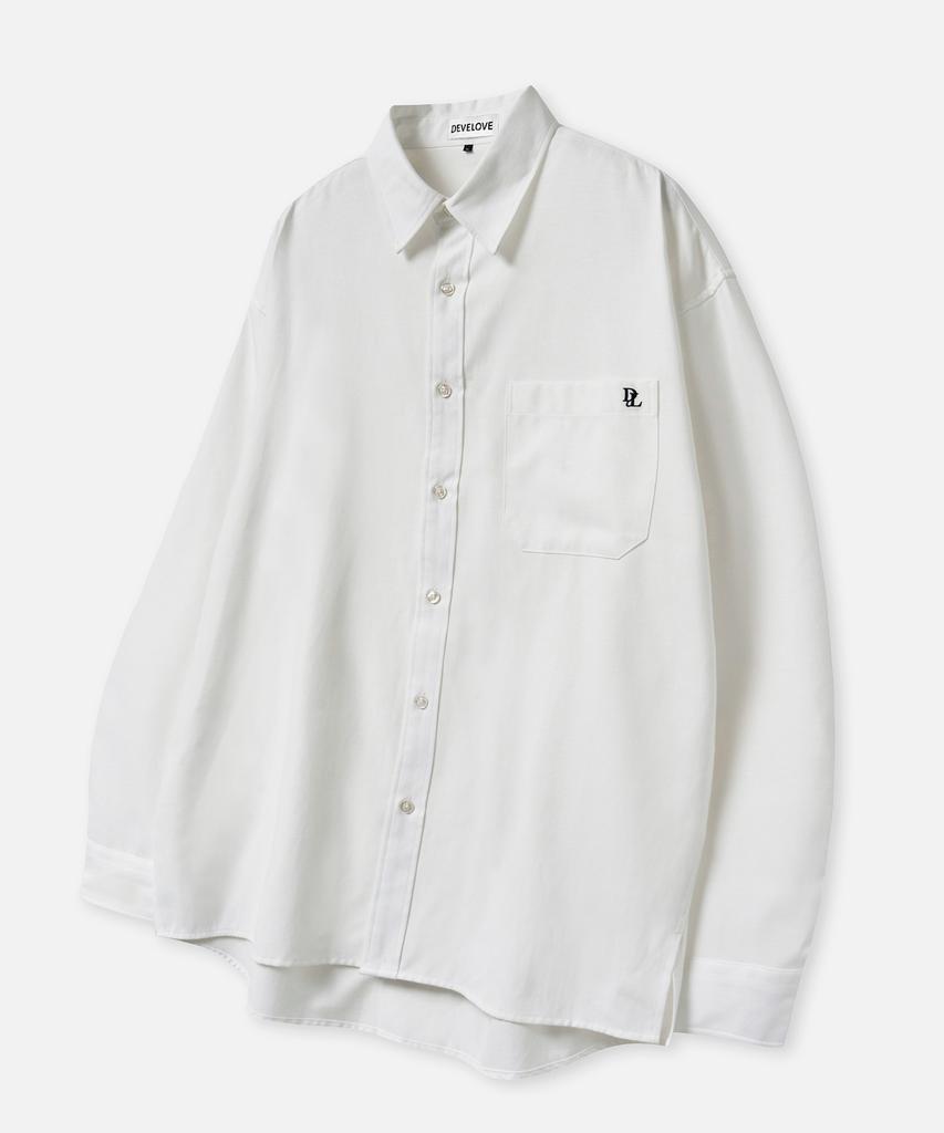 Dibellobeu City Boy Oversized Solid Oxford Shirt_Off-White