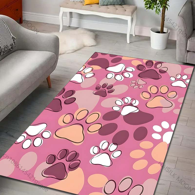 Cute Dog Paw Prints Carpet for Living Room Bedroom Sofa Creative Doormat Home Decor Area Rugged Non-slip Mat Luxury Gifts