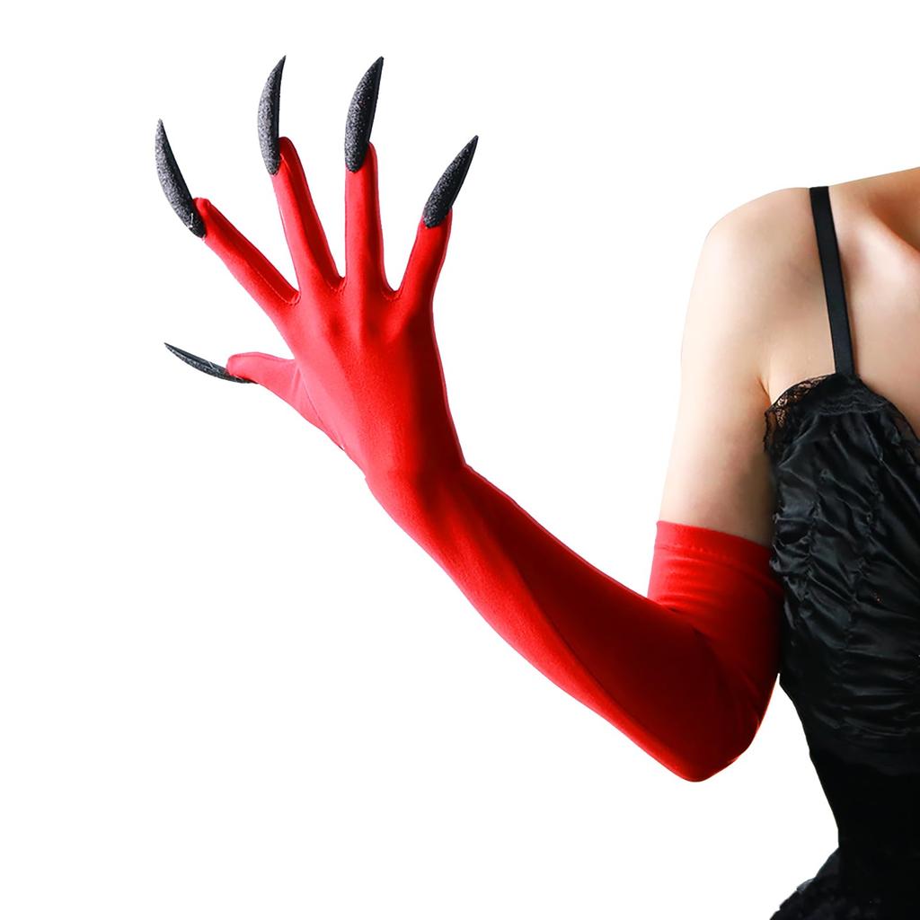 LIGGENDE Halloween Cosplay Handsker, Armbeskyttere med Kløer, Dæmonkløer, Monsterhandsker til Kvinder, Mørk Vampyr, Djævel, Spøgelse Kostumehandsker med Sort