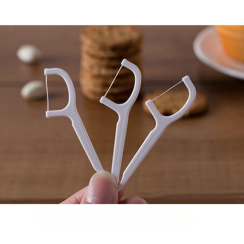 Polymer Dental Floss Stick, Ultra-fine Dental Floss Cleaning, Oral Care, Flat Line, Bow Shaped Toothpick Line, Tooth Picking Stick
