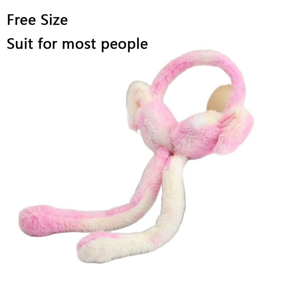 Funny Rabbit Ear Muffs Soft Colorful Winter Warm Earmuffs Moving Jumping Ears Ear Warmer for Women Girls