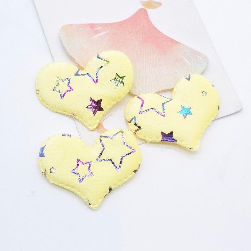 24Pcs 55*42mm Plush Bronzing Pattern Heart Appliques for Clothes Hat Sewing Patches DIY Headwear Hair Clips Bow Accessories