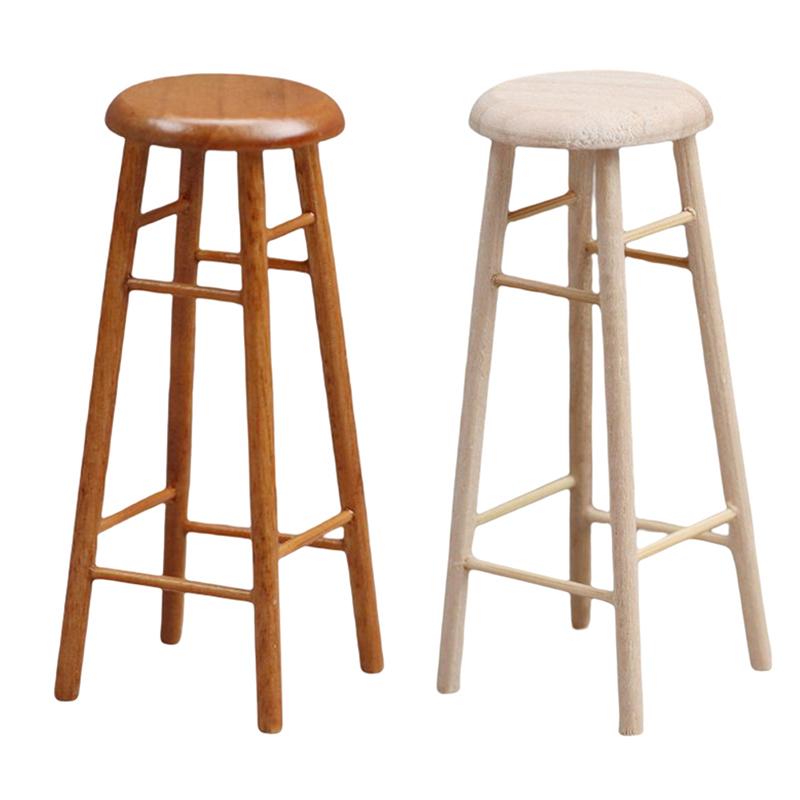 1:12 Dollhouse Miniature High Stool Bar Stool Round Stool Model Furniture Decor