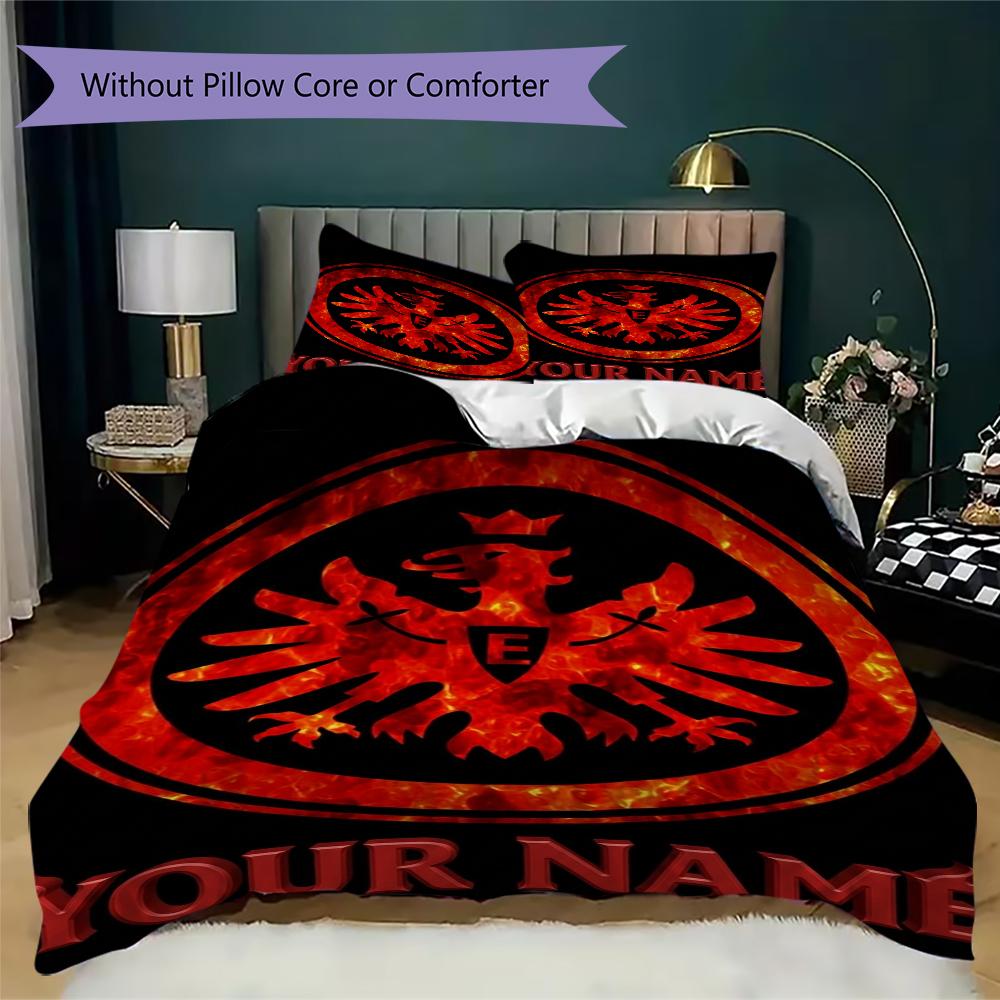 Custom Name Frankfurt Football Bedding,Quilt Set Quilt Cover Pillowcase Home Birthday Gift(1 * Duvet Cover + 2 * Pillowcase, Without Core)_xia