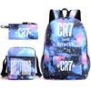 Football Star Teenager Student Schoolbag Ronaldo Pattern Three-Piece Backpack