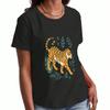 Camiseta de Algodón Puro para Mujer con Gráfico de Tigre, Estampado de Alta Calidad en Algodón Puro, Duradera, Moda Casual, Camiseta con Ilustración de Tigre, Estilo Animal Salvaje, Suave y
