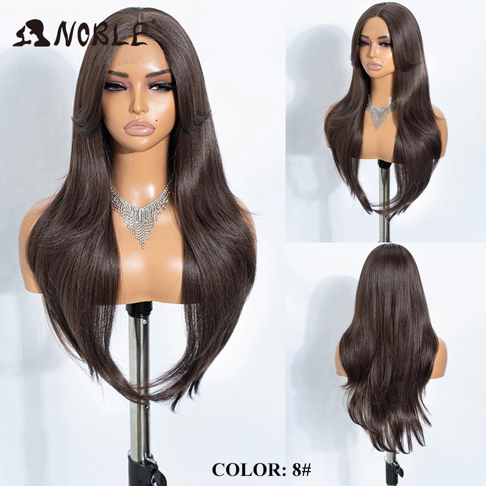 Noble Synthetic Lace Front Wig 26" Straight Ombre lace Wig  Cosplay White Wig Blonde Wigs For Women Lace Wig synthetic Lace Wig