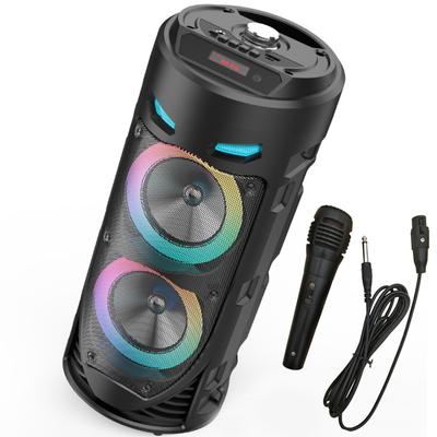 Tragbarer 30-W-Bluetooth-Lautsprecher, kabellose Säule, großer Stereo-Subwoofer, Bass-Party-Lautsprecher mit Mikrofon, Familien-Karaoke, USB