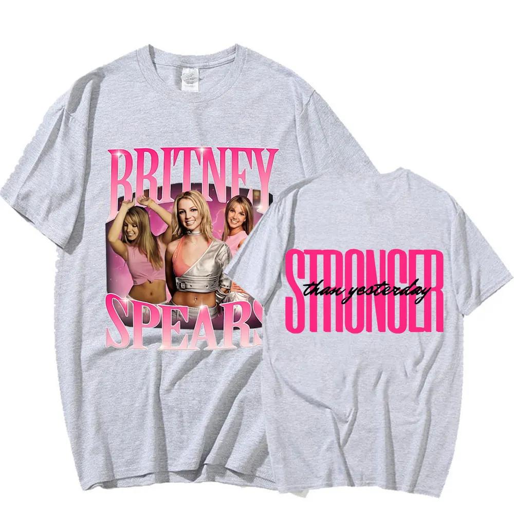 90s Singer Free Britney Spears Design - Stronger Than Yesterday  Cotton T-shirt Men Women's Hip Hop Girl T Shirts