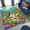 Dream Underwater World Sea Dolphin Turtle Coral Art Rug for Bedroom Living Room Sofa Home Doormat Decor,Kids Non-slip Floor Mat