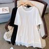 Übergröße Damen Sommer T-Shirt Kleid 2024 - Kurzärmelig, Locker geschnitten, Mittellang