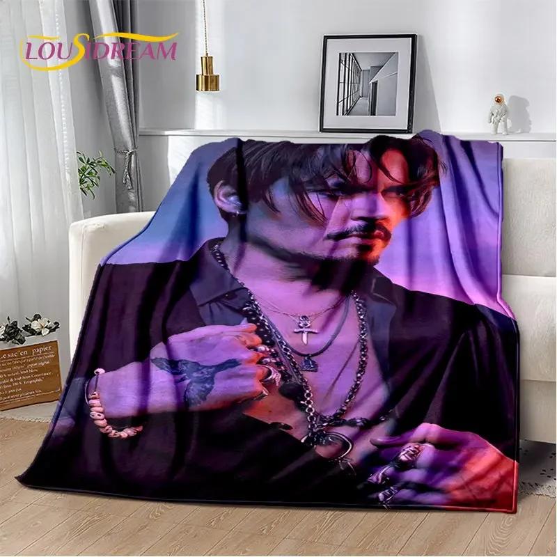3D-printet Johnny Depp-serie Mykt Plysjteppe, Flanellteppe Kastepledd for Stue Soverom Seng Sofa Piknikdeksel