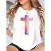 Europäische Größe Europäische Größe Damen Inspirierendes Christliches Grafik-T-Shirt - „Ich kann alles durch Christus tun“ Aufdruck