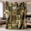 2026 New Arrival Flannel Blanket Soft Plaid Tartan Forest Deer & Scottish Tartan Print Flannel Blanket AllSeason Cozy Warm Bedspread, Bedding for Couc