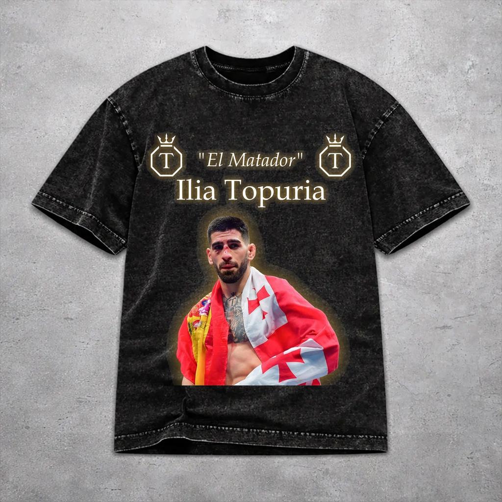 Women Men 2026 El Matador Ilia Topuria T Shirt Graphic Washed Cotton Harajuku Streetwear Tshirts