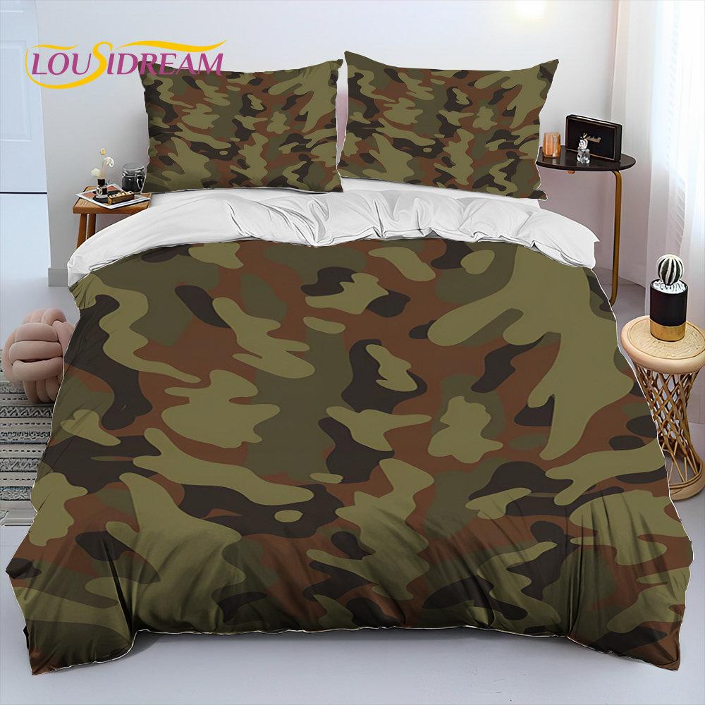 Military Camouflage Color Comforter Bedding Set,Duvet Cover Bed Set Quilt Cover Pillowcase,King Queen Size Bedding Set Kid Adult