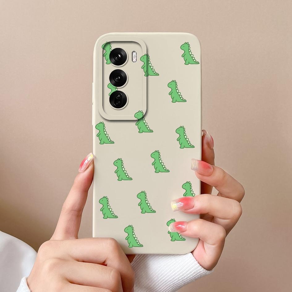 Phone Case For Oppo Realme Narzo N63 C61 C63 Reno 12 Reno12 Pro F Bumper Popular Cartoon Dinosaur Cover Anti Drop Liquid Silicone Shell For OPPO Cases
