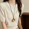 Trendy Boho Hollow Wood Chunky Geometry Bamboo Joint Pendant Long Adjustable Rope Sweater Chain Necklace For Women Charms Jewely