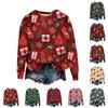 Women's Fashion Christmas Printed Long Sleeve Loose Round Neck Sweatshirt Top