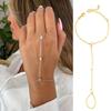 Personalized Gold/Silver Crystal Zircon Bracelet Hand Jewelry Women Thin Chain Finger Ring Hand Chain Women Thin Chain