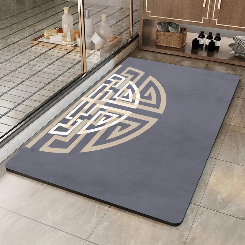 New Chinese Style Door Mat Diatom Mud Bathroom Floor Carpet Water Absorbing Quick Drying Non Slip Kitchen Rug Home Decor Doormat