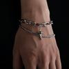 Silvery Starry Stainless Steel Men'S Bracelet, a Stylish And Unique Double Chain Couple Bracelet That Resists Fading
