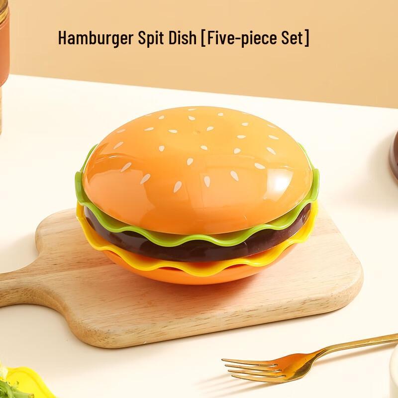 Cute Cartoon Burger Bun 5-Piece Plate Set
