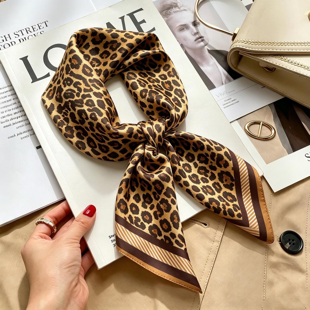 New Retro Plaid Imitation Silk Small Silk Scarf Women's High-end Professional Scarf Shirt Decorative Headband Tied Bag Silk Scarf