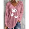 Autumn and Winter Women's Long-sleeved V-neck T-shirt