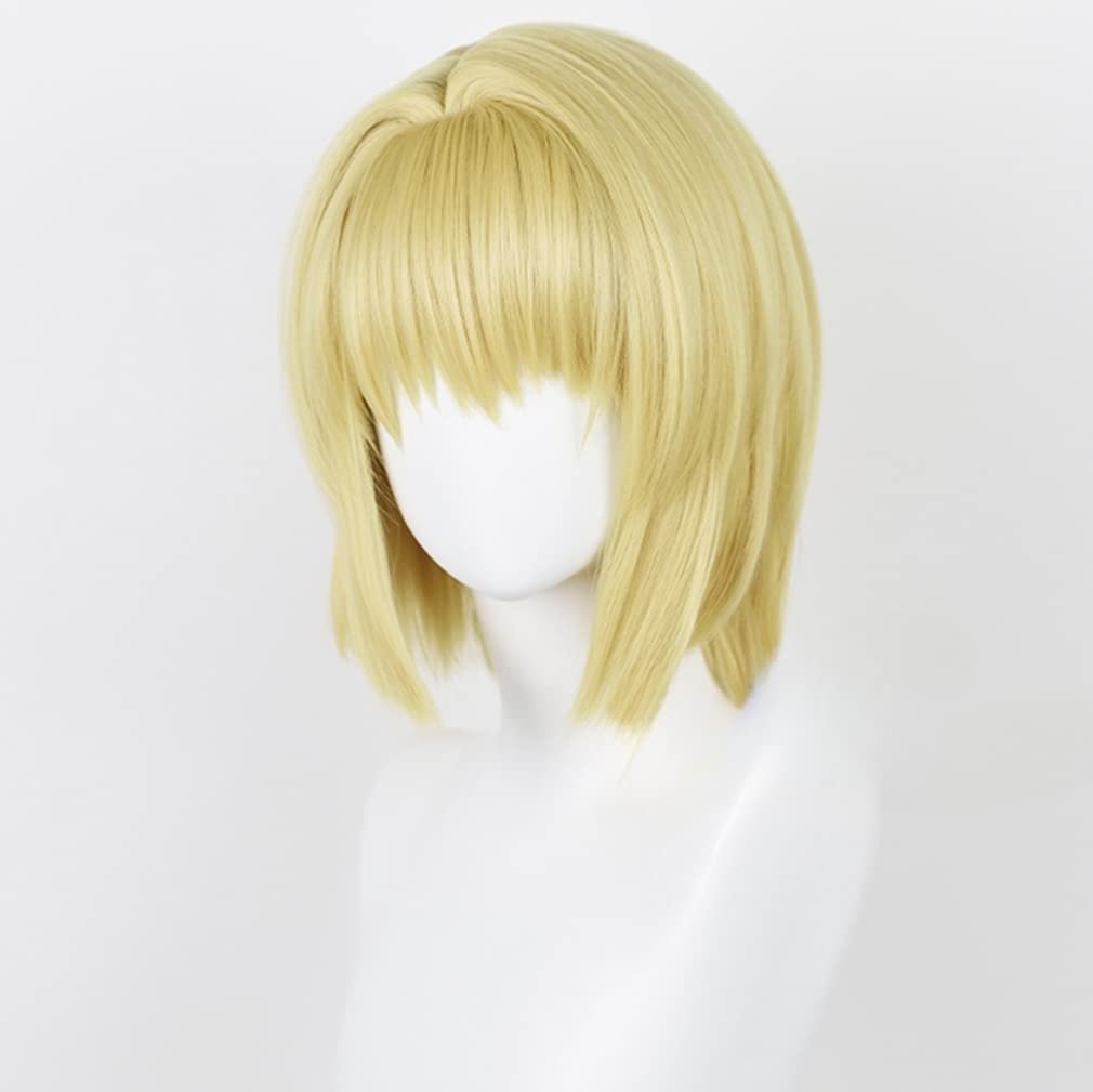 LAOBAO Cosplay Wig, Blonde Bob, Heat Resistant, Costume Wig, Party, Festival, Halloween, Fancy Dress (Kurapika)