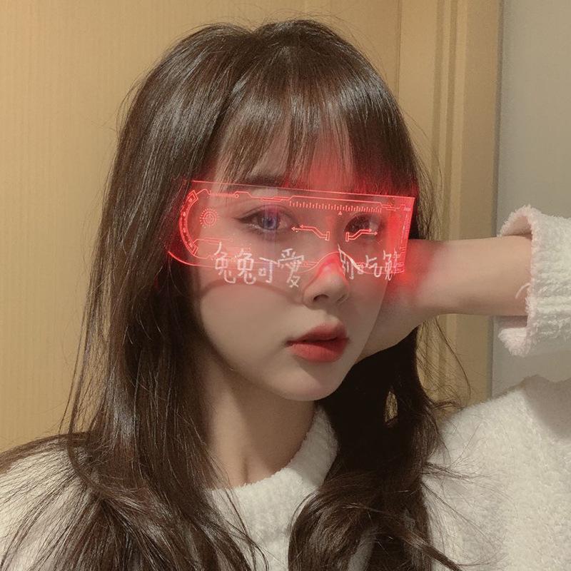 Led Luminous Sunglasses Vintage Punk Goggles Men Women Fashion Party Glasses KTY