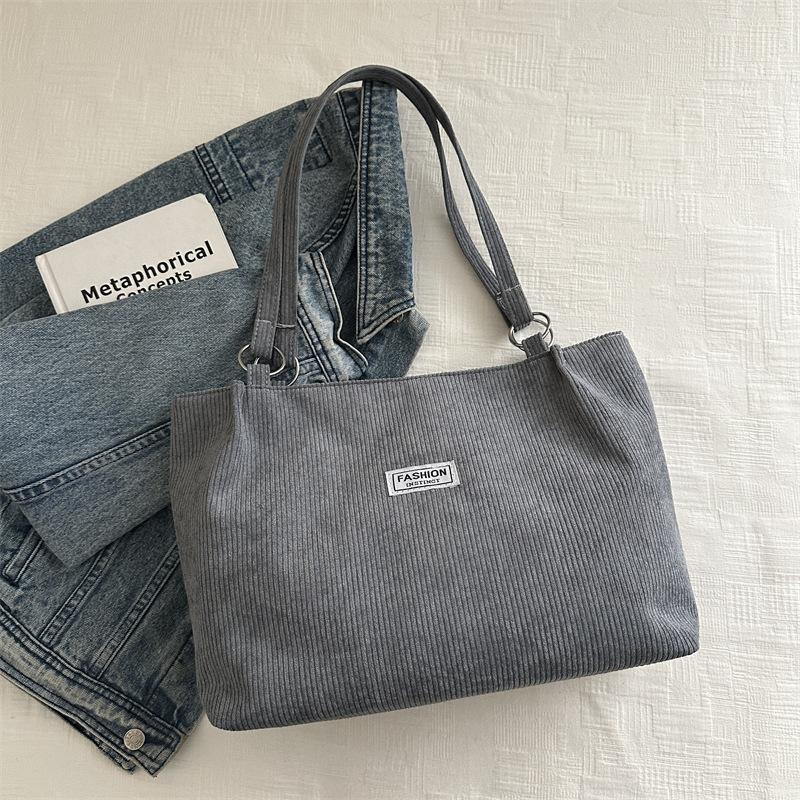 Sac en velours côtelé pour femme, grande capacité, décontracté, à bandoulière, fourre-tout pour les déplacements