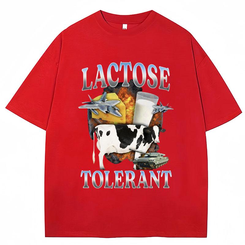 Lactose Tolerant Funny Milk Print T Shirt Men Women Retro Fashion Short Sleeve 100% Polyester Summer Casual Humor T Shirts Gifts