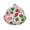 Kyuyo Made In Japan Gamaguchi Coin Case Strawberry Cotton Pouch 8.5x9.5cm 2.6 Inch Coin Purse Wallet Takakumaya Ichiigo
