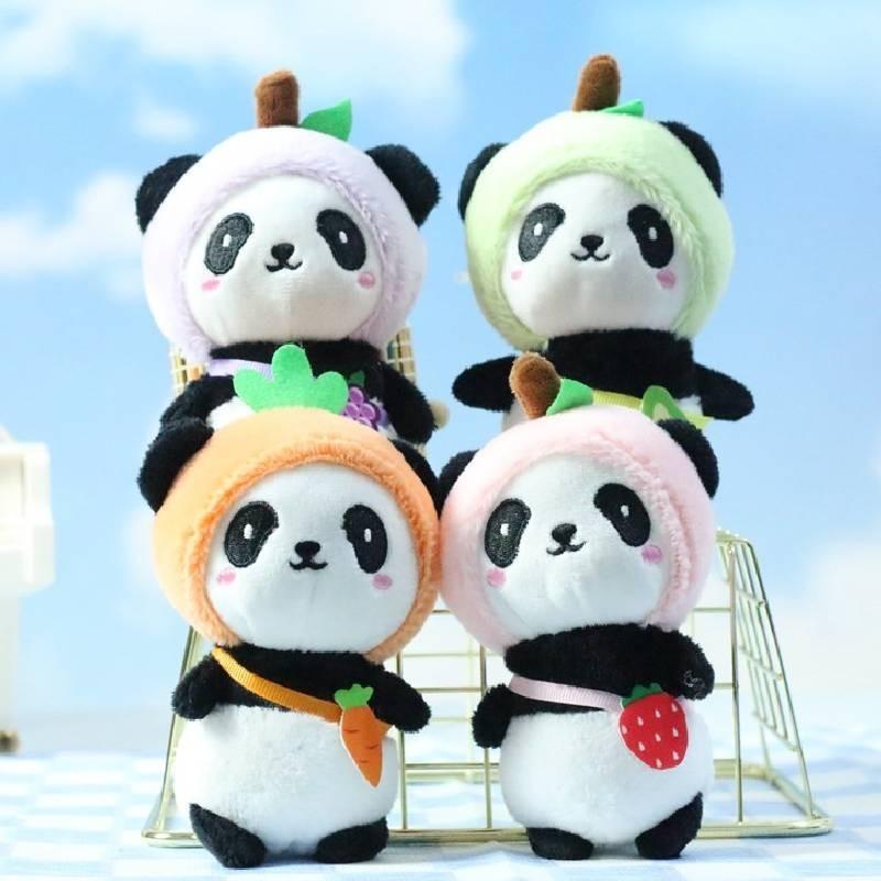 Avocado Panda Plush Keychain Adorable Short Plush Stuffed Animal For Kids And Adults