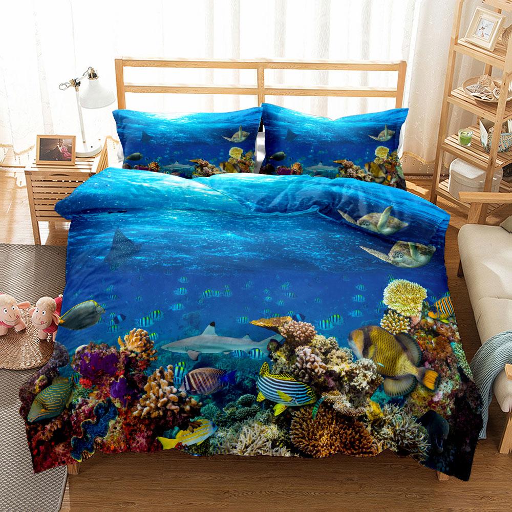 Marine Lives 3D Colorful Turtle Duvet/Doona Cover Set Single Twin Double Queen King Cal King Size Bed Linen Set