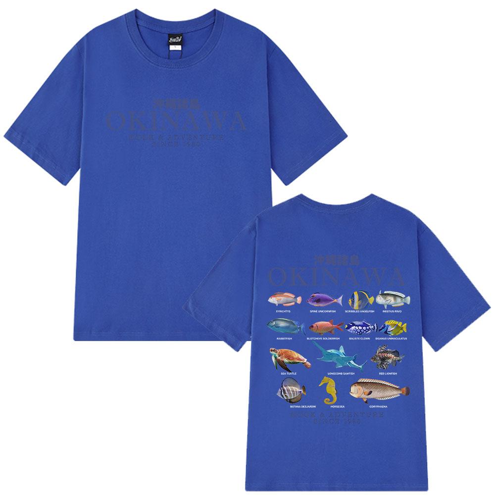 Okinawa Oceaan Vis T-shirt Grappig Zeeleven Japanse Stijl Katoen Casual Korte Mouw T-shirt Mannen Vrouwen Mode T-shirts Oversized