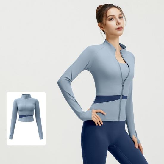 Women's Workout Jacket Full Zip Up Cropped Yoga Jacket Long Sleeve Slim Fit Athletic